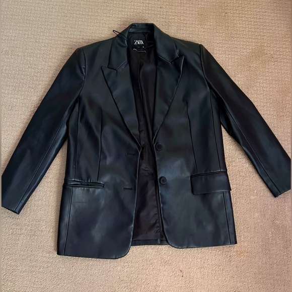 Zara Jackets & Blazers - Zara Black Leather Blazer